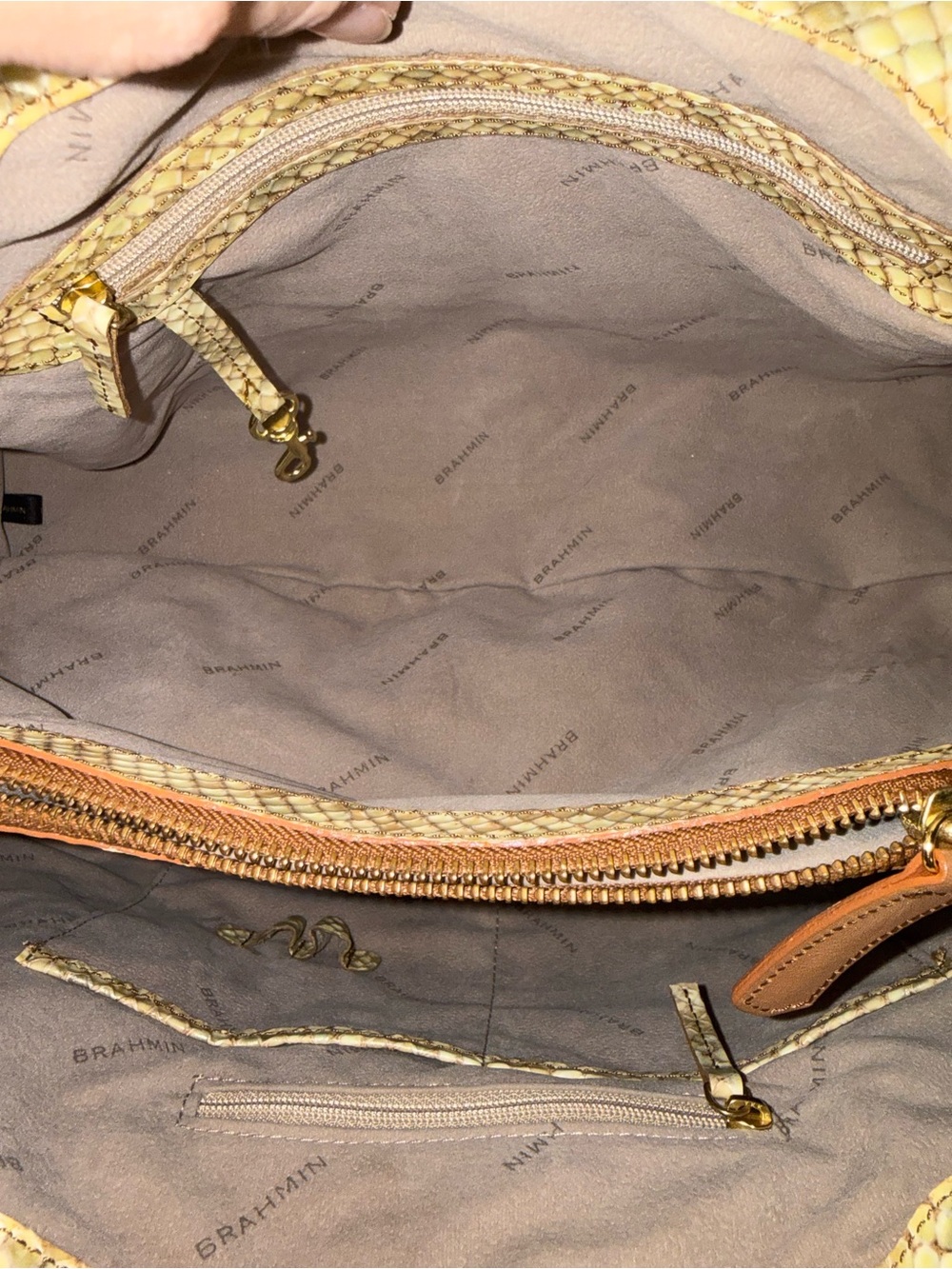 Brahmin Cream Snake-embossed Satchel - Picture 15 of 16